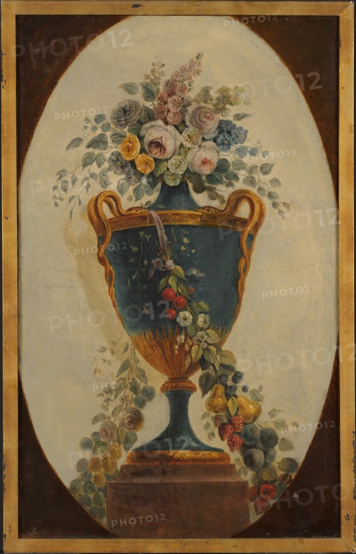 Vase of Flowers Draped with Garlands, 18th century. Creator: French Painter , 18th century .