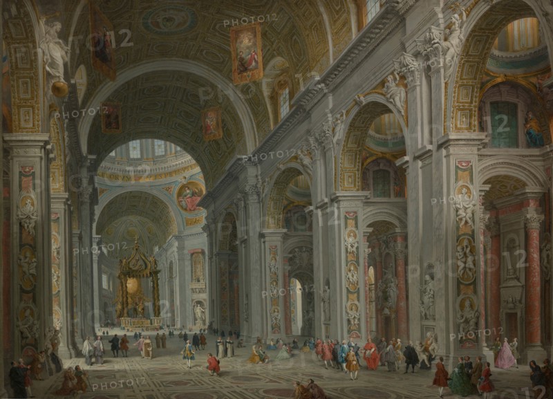 Interior of Saint Peter's, Rome, after 1754. Creator: Giovanni Paolo Panini.