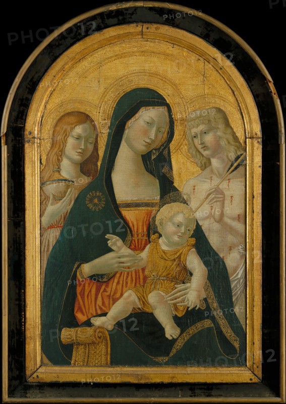 Madonna and Child with Saints Mary Magdalen and Sebastian..., 19th-early 20th cent. Creator: Icilio Federico Joni.
