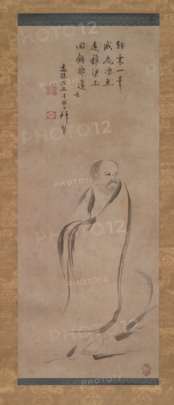 Bodhidharma Crossing the Yangzi River on a Reed, late 16th century. Creator: Kano Soshu.