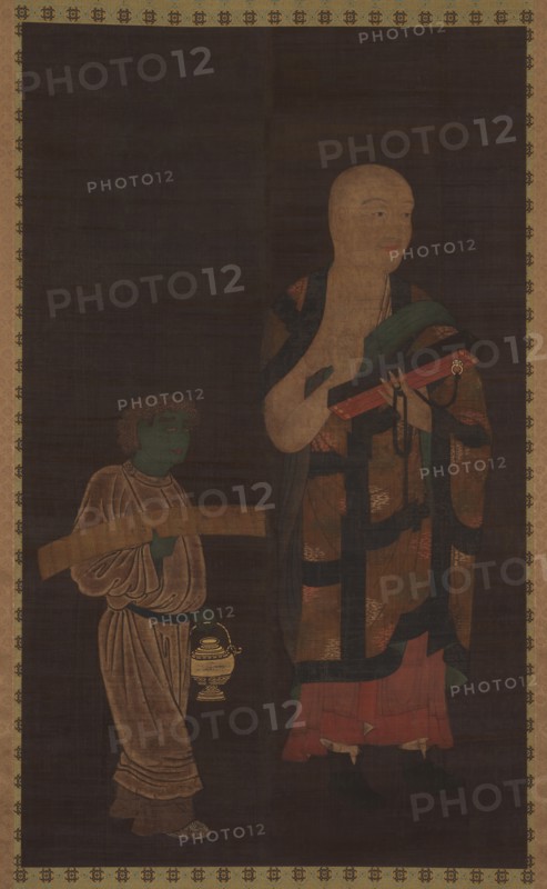 Portrait of Xuanzang (Genjo) with Attendant, 14th century. Creator: Unknown.