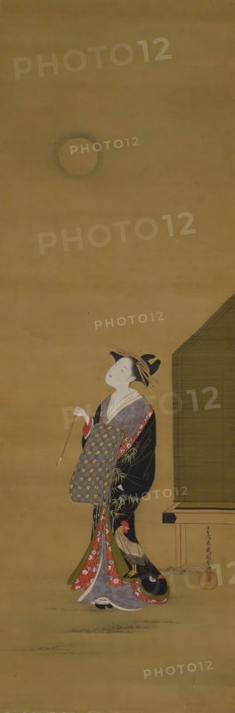 Beauty Looking at the Moon, 18th century. Creator: Katsukawa Shuncho.
