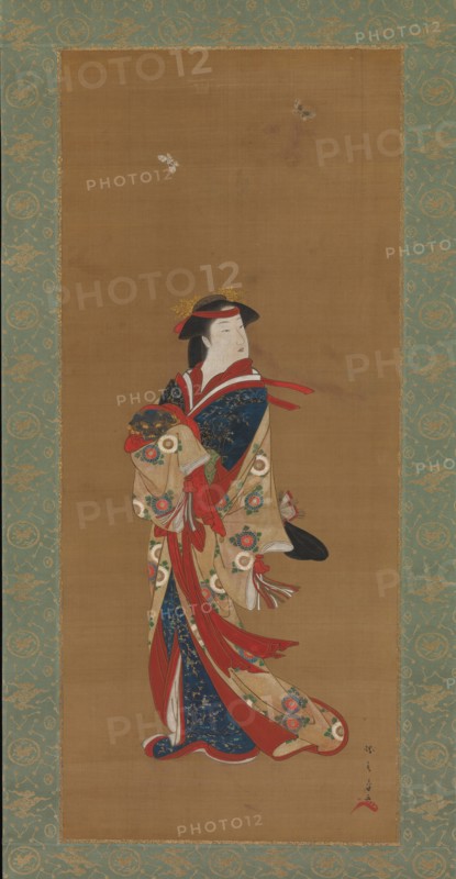 Beauty with Butterflies, 18th century. Creator: Shunsho.