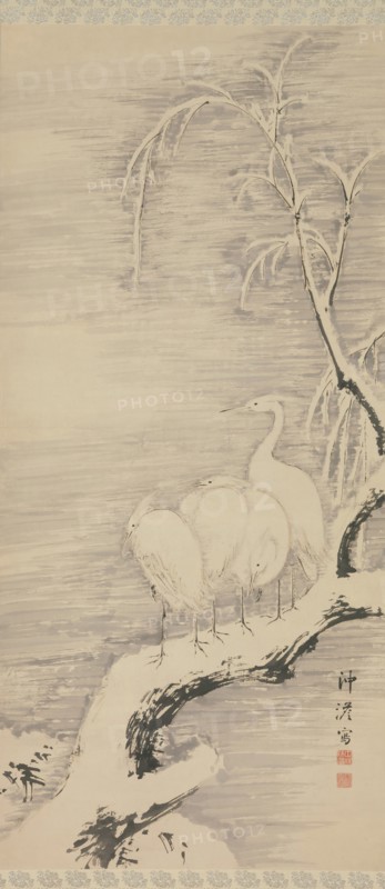 Herons in the Snow, ca. 1840. Creator: Nakabayashi Chikuto.