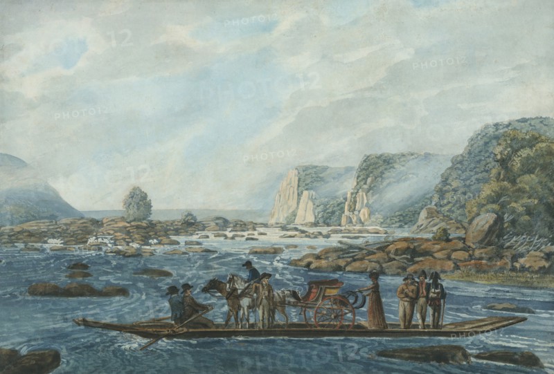 A Ferry Scene on the Susquehanna at Wright's Ferry, near Havre de Grace, 1811-ca. 1813. Creator: Pavel Petrovic Svin'in.