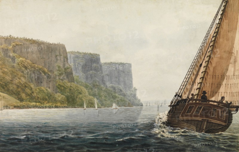 The Packet "Mohawk of Albany" Passing the Palisades, 1811-ca. 1813. Creator: Pavel Petrovic Svin'in.