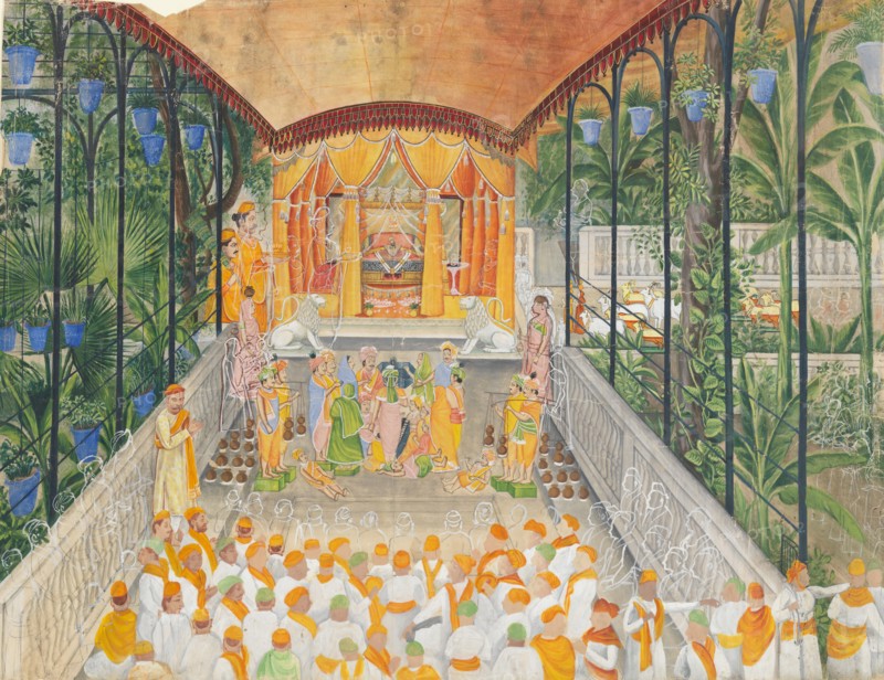 Celebration of the Birth of Krishna (Janamashtami), ca. 1880-1900. Creator: Ragunath.