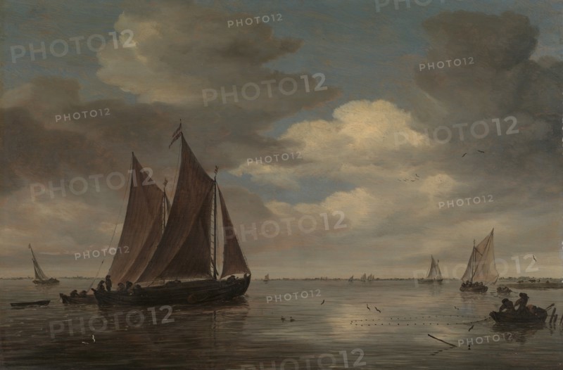 Fishing Boats on a River, early 1660s. Creator: Salomon Ruysdael.