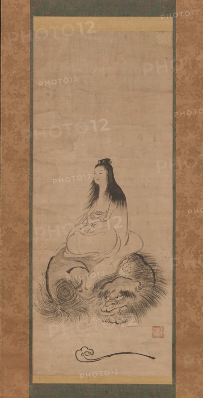 Monju on a Lion, late 15th century. Creator: Shusei.