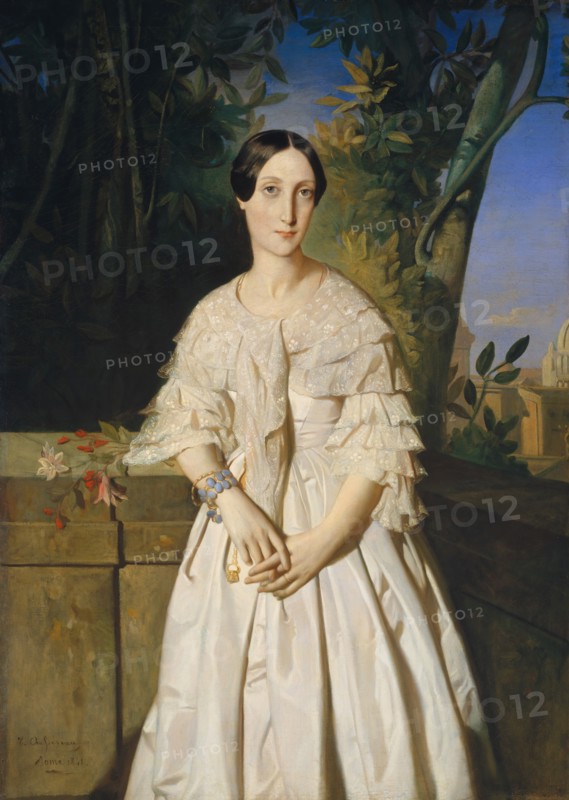Comtesse de La Tour-Maubourg (Marie-Louise-Charlotte-Gabrielle Thomas de Pange..., 1841. Creator: Theodore Chasseriau.