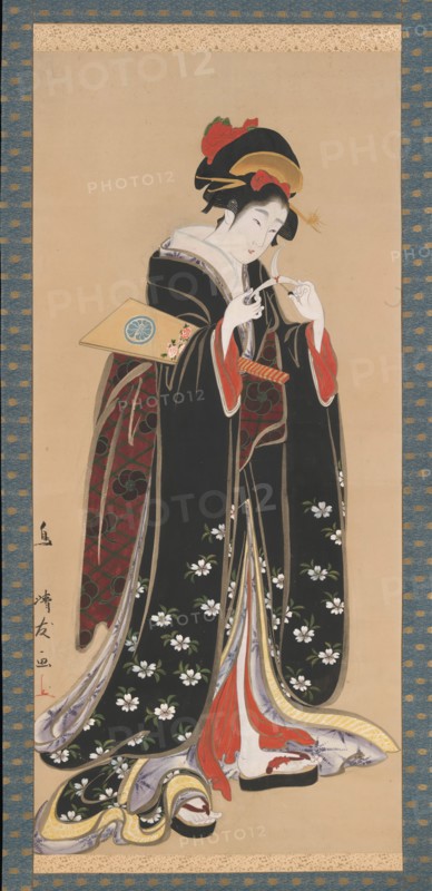 Woman with Battledore and Shuttlecock, 1815-20. Creator: Torii Kiyotomo.