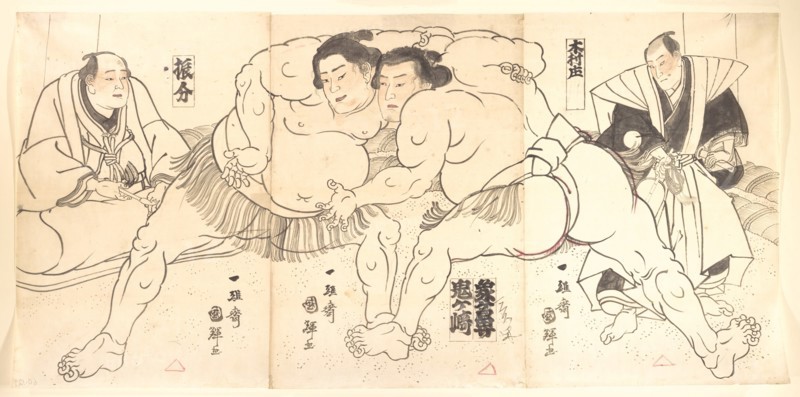 Sumo Wrestling, 19th century. Creator: Utagawa Kuniteru.