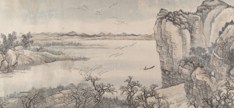 Landscape in the Style of Juran and Yan Wengui, Dated 1713. Creator: Wang Hui.