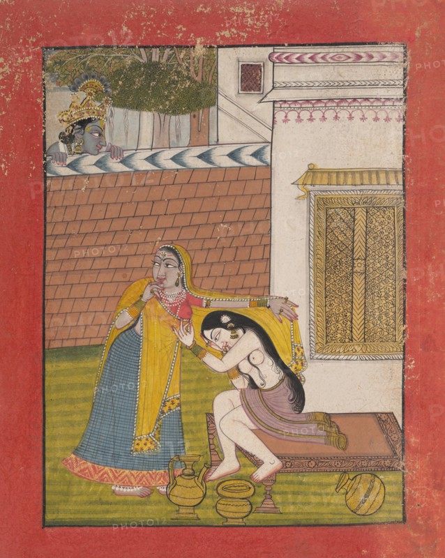 Krishna Spying on Radha, ca. 1780-90. Creator: Unknown.