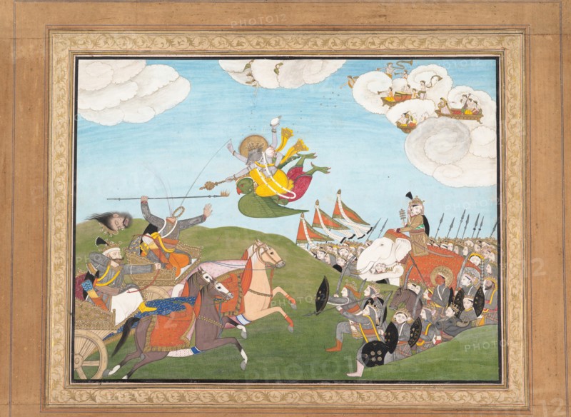 Vishnu as Varaha, the Boar Avatar, Slays Banasur, A Demon General..., ca.1800. Creator: Unknown.