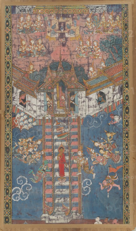 The Buddha Descending from Trayastrimsa Heaven at Sankissa, 19th century. Creator: Unknown.