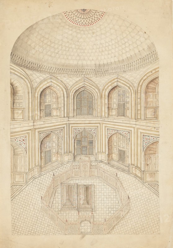 Interior of the Taj Mahal Mausoleum, early 19th century. Creator: Unknown.