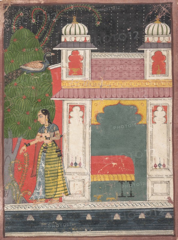 A Heroine Plucking a Flower: Page from a Dispersed Nayikabheda, ca. 1660-80. Creator: Unknown.