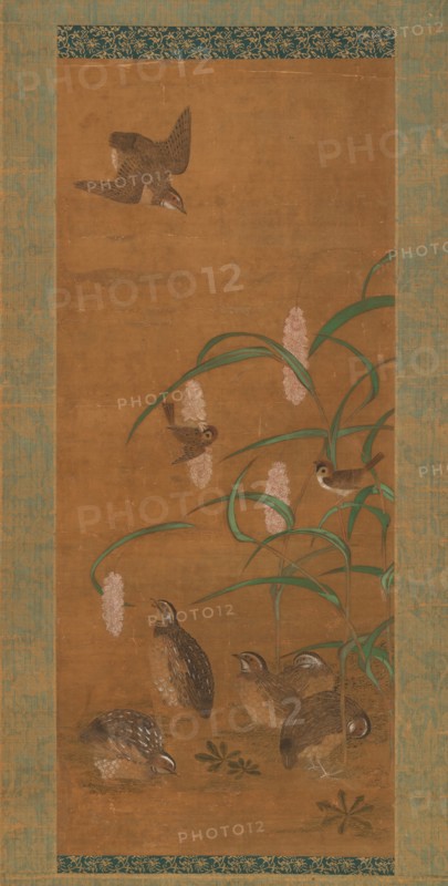 Quail, Sparrows, and Millet, early 16th century. Creator: Unknown.