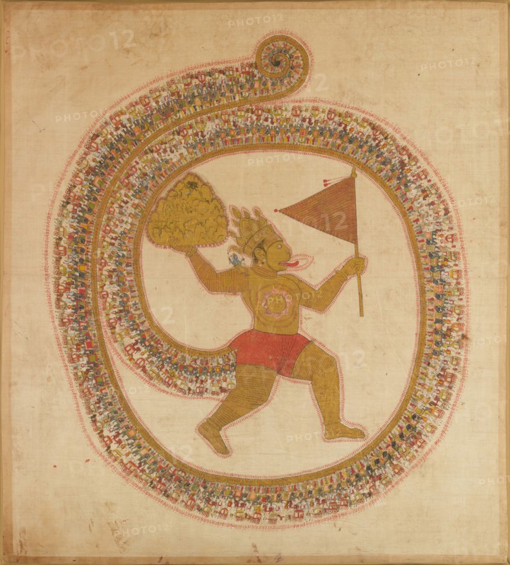 Hanuman Bearing the Mountaintop with Medicinal Herbs, ca. 1800. Creator: Unknown.