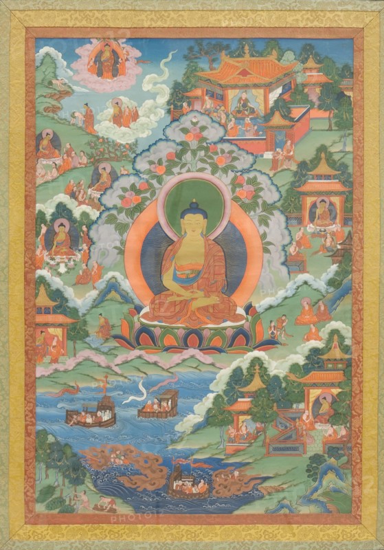 Thanka with Buddha, 19th century. Creator: Unknown.