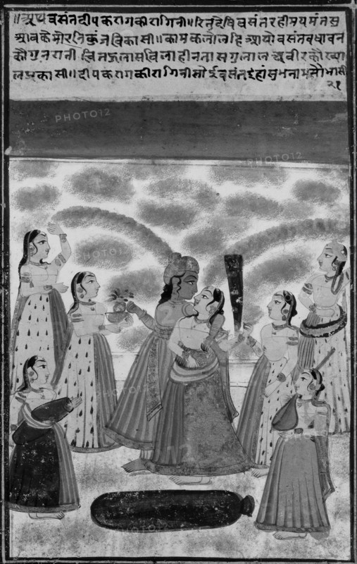Krishna and Radha Celebrating Holi, late 19th century. Creator: Unknown.