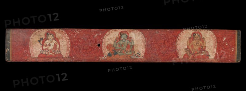 Manuscript Cover with Vishnu Flanked by Lakshmi and Sarasvati, 14th century. Creator: Unknown.