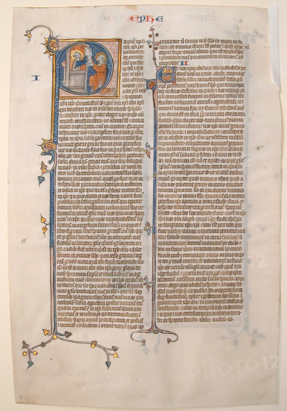 Manuscript Leaf with the Opening of the Epistle of Saint Paul to the Ephesians, from a Bible, ca. 13 Creator: Unknown.