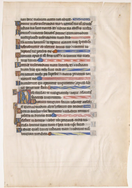 Manuscript Leaf from a Royal Psalter, 13th century. Creator: Unknown.