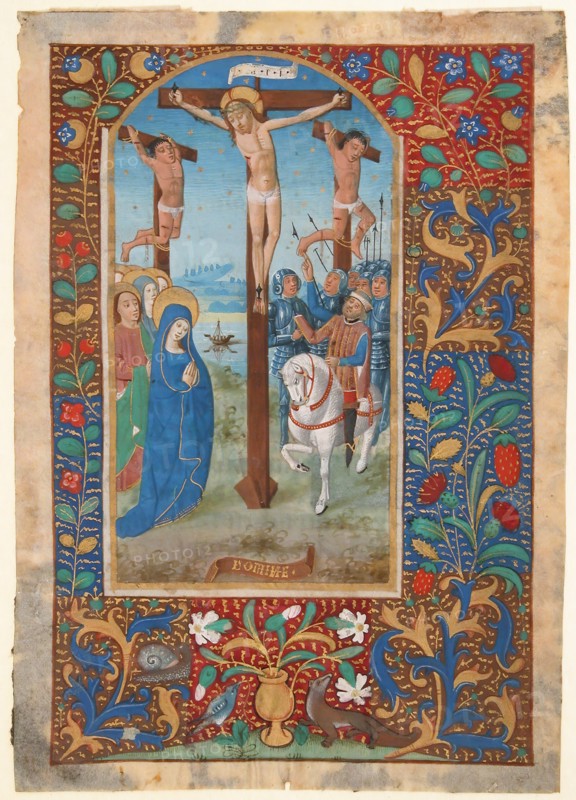 Manuscript Leaf with the Crucifixion, from a Book of Hours, last quarter 15th century. Creator: Unknown.
