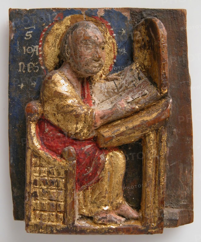 Miniature Relief of Saint John the Evangelist at His Writing Table, 1200-1225. Creator: Unknown.