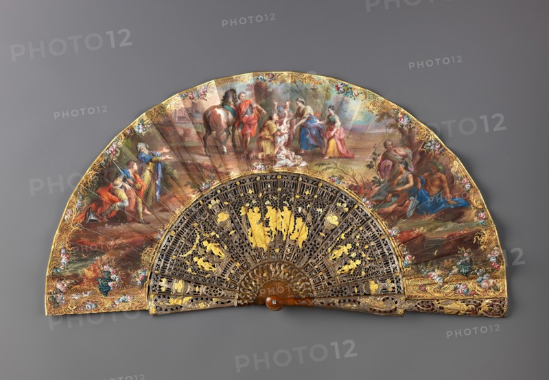 Folding fan with The Finding of Romulus and Remus, mid-18th century. Creator: Unknown.