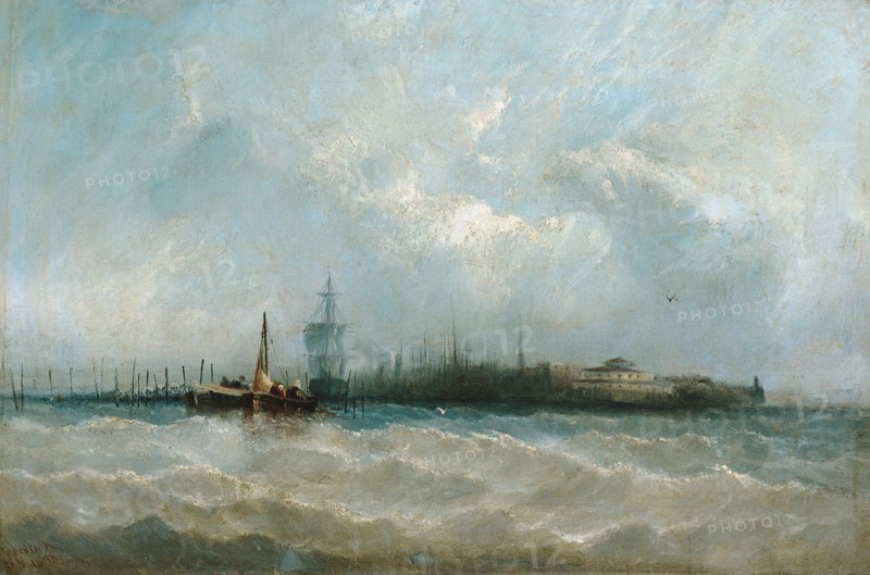 New York from the Harbor Showing the Battery and Castle Garden, 1858. Creator: Alfred Copestick.
