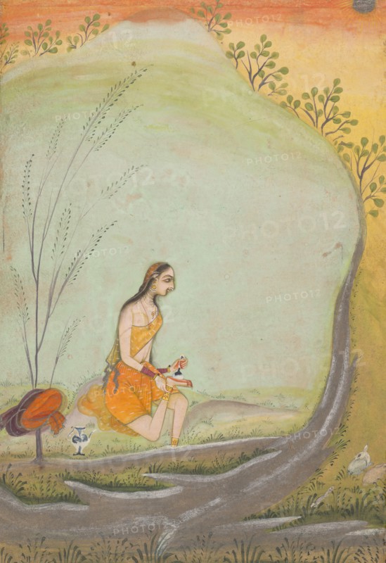 A Lady Applying Henna to Her Foot, ca. 1720-30. Creator: Ustad Mohamed.