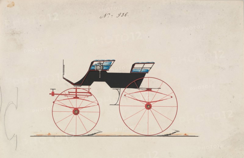 Design for 4 seat Phaeton, no top, no. 936, 1850-70. Creator: Brewster & Co.