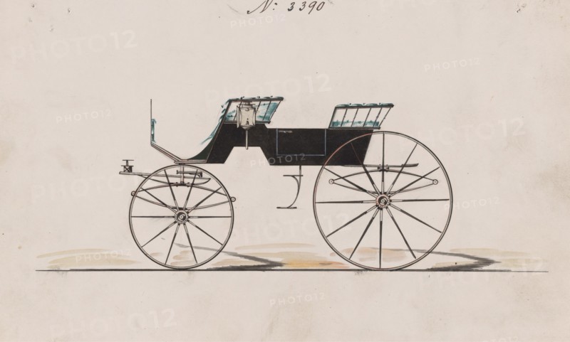 Design for 4 seat Phaeton, no top, no. 3390, 1878. Creator: Brewster & Co.