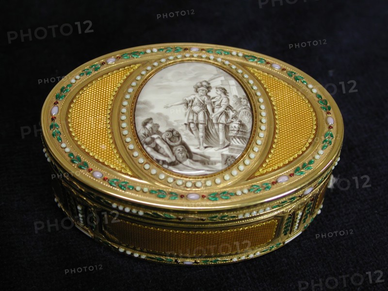 Snuffbox with miniature depicting departure of Telemachus from Egypt, 1780-81. Creator: Charles Ouizille.
