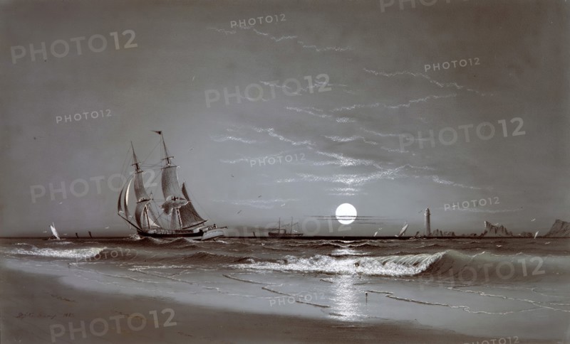 Entrance to Harbor?Moonlight, 1881. Creator: David Johnson Kennedy.