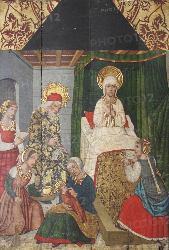 Panel with the Birth of St. John the Baptist from Retable, 15th century. Creator: Domingo Ram.