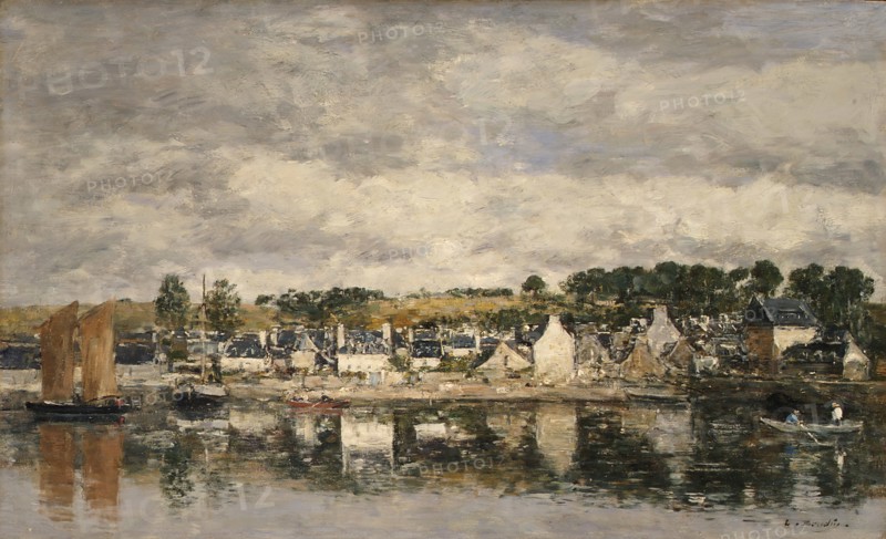 Village by a River, probably 1867. Creator: Eugene Louis Boudin.