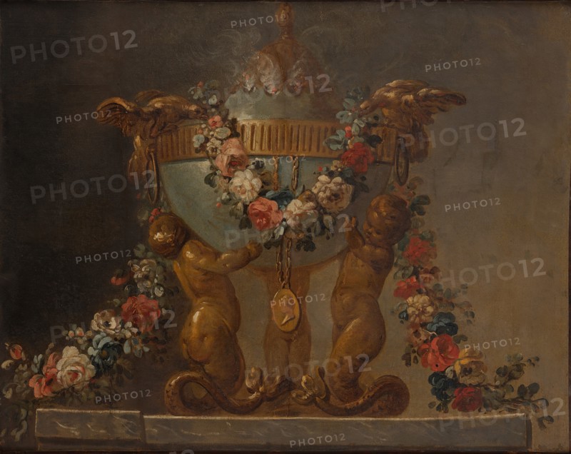 Perfume-burner supported by baby tritons and garlanded with flowers, 18th century. Creator: Unknown.