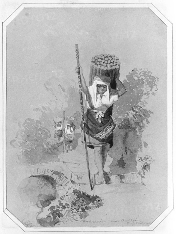 Wood Carrier, near Amalfi (from Cropsey Album), 1878. Creator: George Snell.