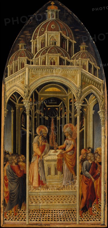 The Annunciation to Zacharias; (verso) The Angel of the Annunciation, ca. 1455-60. Creator: Giovanni di Paolo.