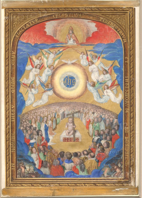 Manuscript Leaf with Adoration of the Holy Name, from a Book of Hours, after 1530 (?). Creator: Influence of Simon Bening (Netherlandish, Ghent (?) 1483/84-1561 Bruges).