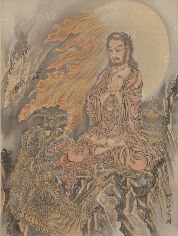 Shakyamuni Conquering the Demons (Shaka Goma-zu), ca. 1888. Creator: Kawanabe Kyosai.