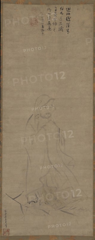Bodhidharma crossing the Yangzi River on a reed, before 1317. Creator: Li Yaofu.