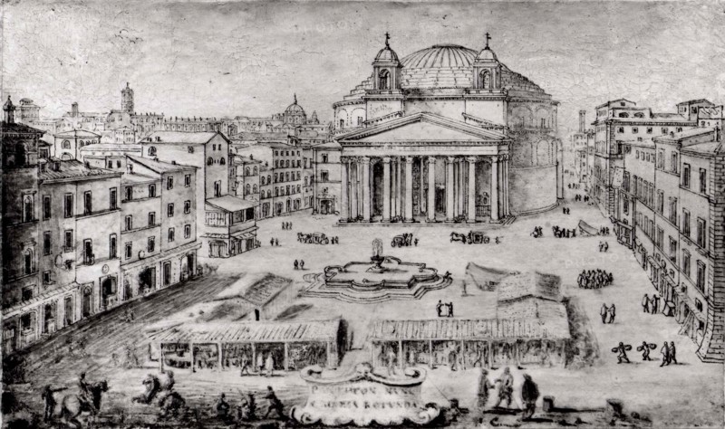View of the Pantheon, Rome, early 1670s. Creator: Lievin Cruyl.