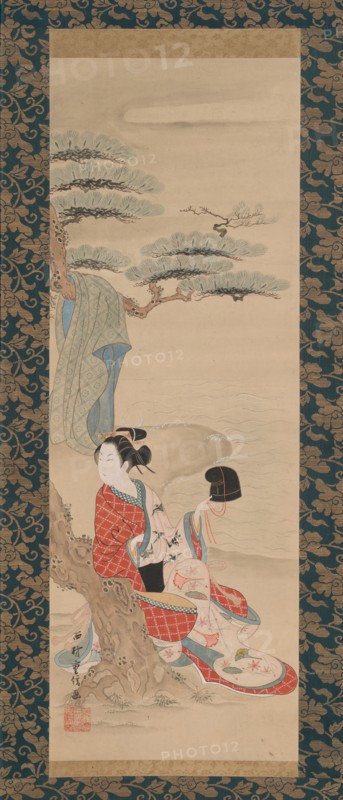 The Brine Maiden Matsukaze, early 18th century. Creator: Nishimura Shigenobu.