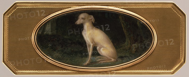 Box with portrait of a whippet, late 18th century. Creators: Joseph Etienne Blerzy, Jean-Baptiste Isabey.