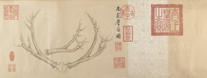 Two Paintings of Deer Antlers, dated 1762 and 1767. Creator: Emperor Qianlong.